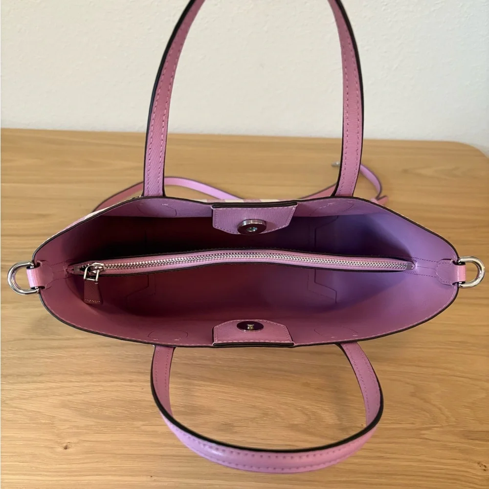 Kate Spade Bleecker Gingham Checker Purple Medium Crossbody Tote Handbag - Picture 3 of 10